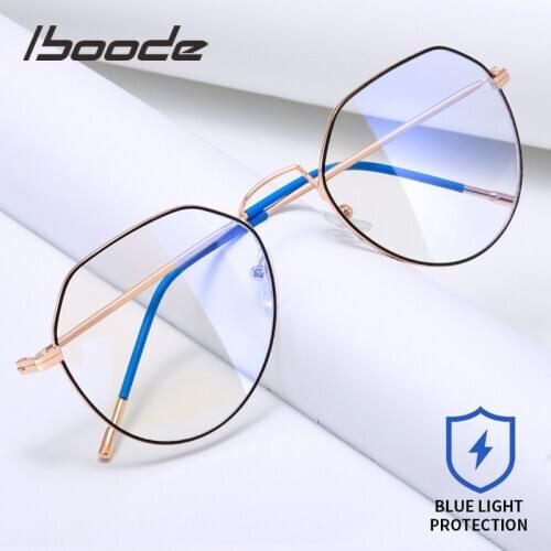 Iboode Blue Blocking Clear Lens Glasses Women Men Anti Radiation Glasses Frame Ultra Light Computer Protection Reader Goggles
