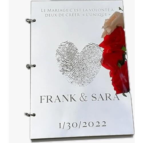 Creative Fingerprint Wedding Signature Guest Book Personalized Mirror Cover Custom Name Party Decor Favors Gift Different Design