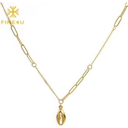 FINE4U N850 Cowrie Shell Choker Necklace for Women Puka Shell Necklace Corded Seashell Necklace Hawaiian Beach Jewelry