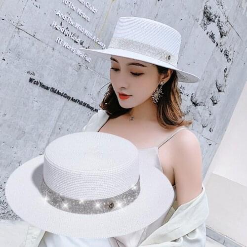 Bucket hat summer sun hat ladies straw hat fedora top hat unisex hat Panama sequined hat