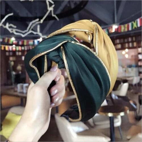 Korea Boutique Hairband Satin Fabric Gilded Knot Headband Women Girl Hair Head Hoop Band Accessories For Women Scrunchy Hairband