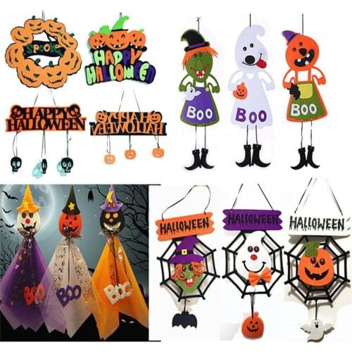 Halloween Props Pumpkin Witch Ghost Non Woven Pendant For Kids Party Decor Supplies Outdoor Tree Hanging Ornament