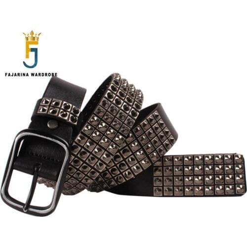 FAJARINA Unique Mens Womens Quality 3.8cm Unisex Retro New Design Tip Nail Punk Rock Hip Hop Belts for Men Women FBFAJA0272