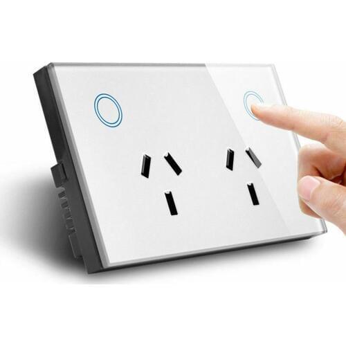 Touch Double GPO Glass Panel Power Point Wall Outlet Socket Switch 10AMP mobile phone control socket