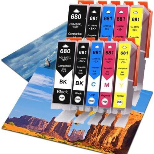 10PK Compatible Ink Cartridges for PGI680 CLI681 PGI-680 CLI-681 use for Canon Pixma TR7560 TR8560 TS6160 TS8160 TS9160 etc