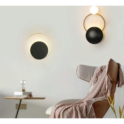Minimalist Modern G4 LED Gold Black Round Wall Lamp For Bedroom Living Dining Room Loft Hall Corridor Bedside Nordic Indoor Deco