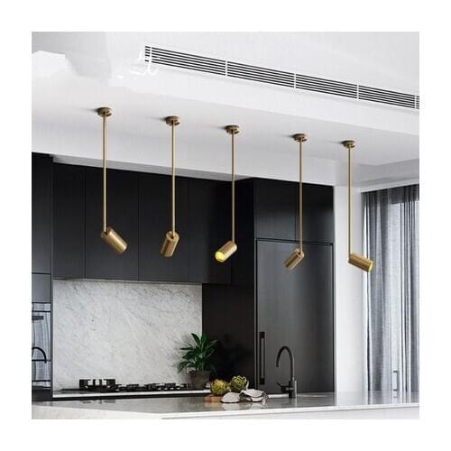 Modern Led Smallpox Guide Rail Track Pendant Light Clothing Store Background Golden Lamp Type hanglamp