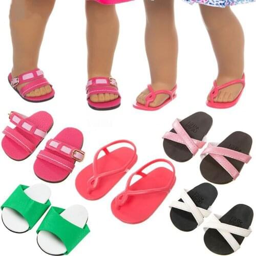 2021 New Pattern Summer Flat Slippers Fit 18Inch American 43cm Baby Doll Clothes Accessories,Girls Toys,Generation