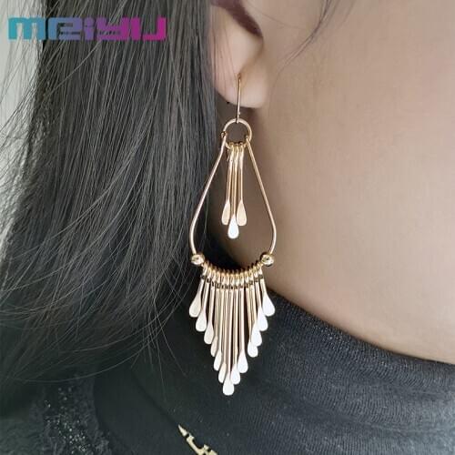Temperament New Style Pendant Long Tassel Earrings Korean Simple Multi Hyperbole Layer Stack Exquisite Small Ear Hook Jewelry
