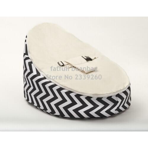 COVER ONLY, NO FILLINGS - White/ Black 2 Tops Starfish Zipper Baby Bean Bag Soft Sleeping Bag No Stuffings