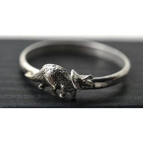 Trendy Vintage Antique Silver Triceratops Rings Dinosaur jewelry free ship