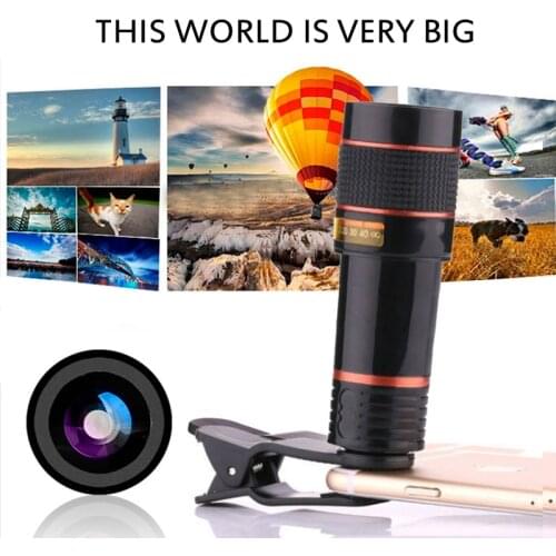 Universal 12X Zoom HD Phone Camera For IPhone Xiaomi External Telescope Phone Accessories Lens Clip Cell Phone Telescope Lens
