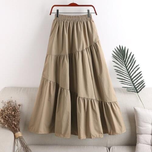 2020 Spring Autumn Women Ruffle Skirt Fashion Summer Skirts Long Skirt Female Fashion Women Midi Frill Skirts