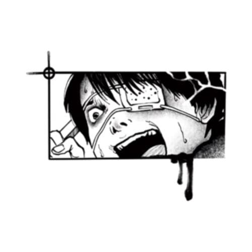 90MM×69MM Freeze Frame of Fear Waterproof Tattoo Sticker Dark Pattern Japanese Anime Style Men and Women