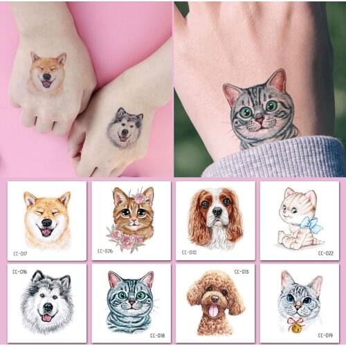 5pcs Temporary Tattoos Cute Stick Waterproof Fake Tattoo Cartoon Anime Cat Dog Arm Face Stickers For Kids Festival Boy And Girls