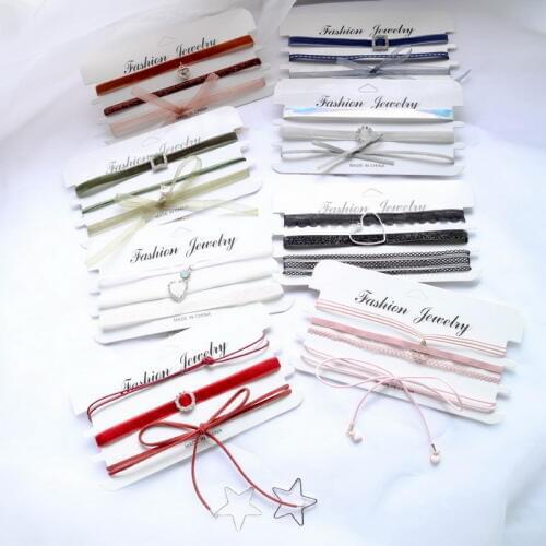 Fashion Korean Multi Layer Velvet Lace Choker Necklace Set for Women Girls Bowknot Star Pendant Necklaces Collares 2019 New FS03