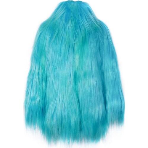 YOLOAgain Women Stand Collar Long Real Fur Coat High Quality Natural Goat Fur Coat