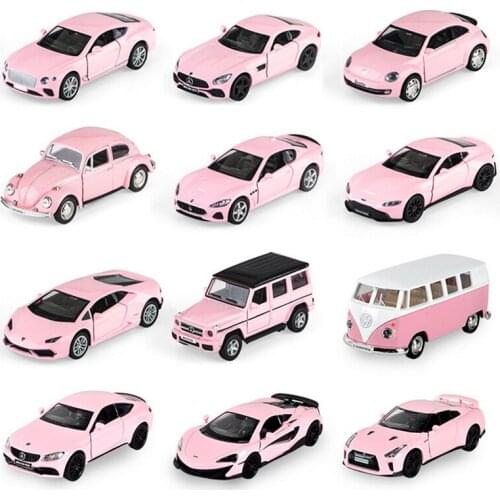1:36 Pink Car Alloy Car Model Diecasts & Toy Vehicles Toy Car Metal Collection Model Lovel Appearance Car Toy Gifts For Girls