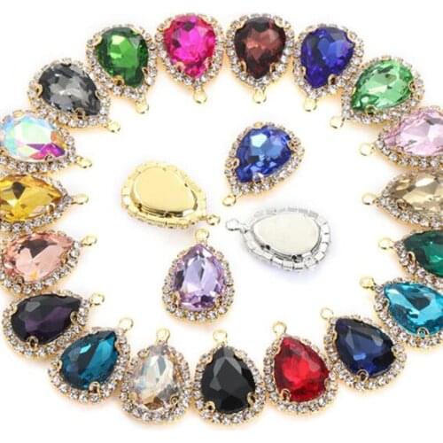 10pcs/lot Crystal Rhinestone Water Drop Charms for Jewelry Making Pendants Necklaces Earrings Findings DIY Handmade Accessories