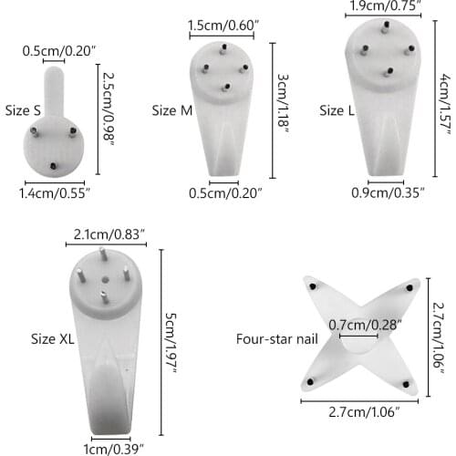 100PCS Wall Hooks Clock Nail Hanging Photo Picture Mount Frame Plastic Invisibl Home Decor Multi Function White Hanger Seamless