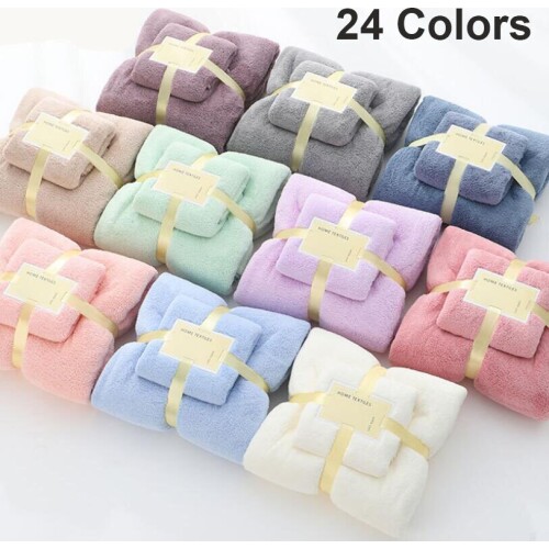 24 Styles Microfibre Home Hotel Towels Microfiber Towel Set Coral Fleece Absorbent Hair Swimming Towel Face Hand Bath Towel Sets