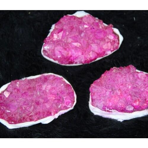 3pcs Druzy Drusy Crystal Geode Beads Quartz Gems Stone Pendant Hole Beads