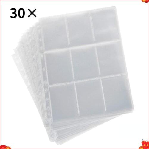 30 Pack 9 Pocket Cards Holder Album Pokemon Box For Pokemon Card Holder Trading Game Cards Book Trading Card Sleeve Pages