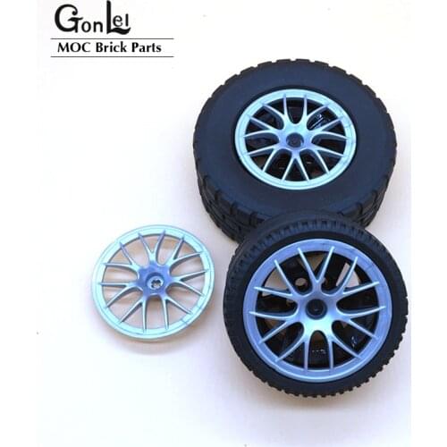 4Pcs/Lot High-Tech Parts 58088 Wheels Cover 7 Spoke with Axle Hole - 56mm D. Blocks DIY Toys fits for 44071 Cars Wheels