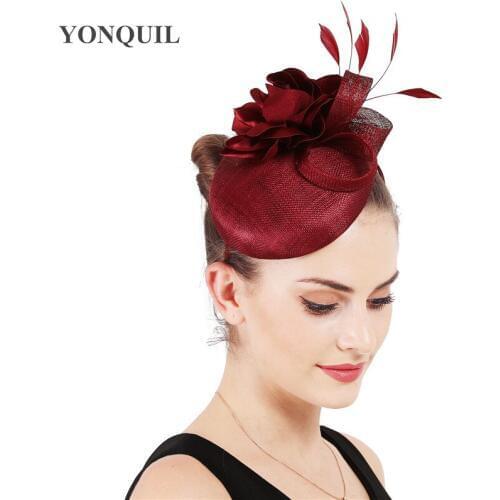 4-Layer Sinamay Bride Headwear Wedding Fascinators Flower Decorate Wedding Party Photography Hat Noble Woman Party Fedora Cap