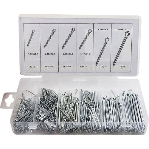 555Pcs/set Split-Cotter Pins Mechanical Hitch Hair Tractor Fastener Clips Kit with Case Fastening Pins Assortment Kit split pin
