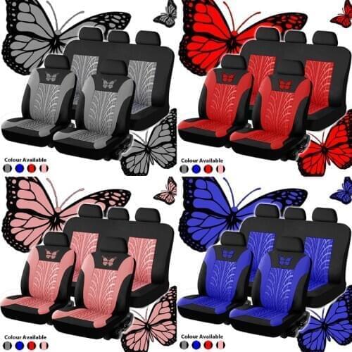 9pcs/set Car Universal Seat Covers Set Butterfly Pattern Auto Seat Protector New