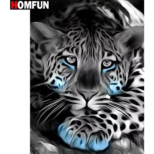 HOMFUN Full Square/Round Drill 5D DIY Diamond Painting "Animal leopard" 3D Diamond Embroidery Cross Stitch Home Decor Gift