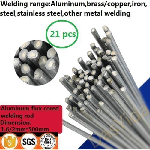21 PCS 1.6/2mm*500mm Low temperature aluminum flux cored welding wire No need aluminum powder Instead of WE53 welding rod