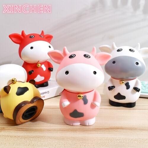 Large Resin Piggy Bank For Paper Money Zodiac Animal Cow Money Box Safe For kids Creative Children Gifts coins Box Home Decor
