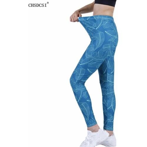 CHSDCSI High Waist Women Elastic Casual Leggings Print Girl Full Leggins Sport Gym Push Up Workout Tights Sexy Elastic