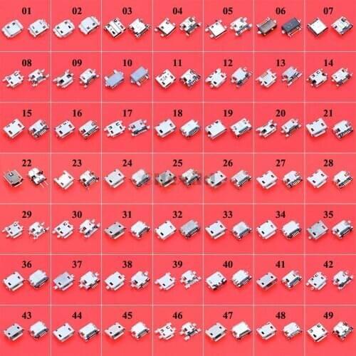 Cltgxdd 49models Micro USB Connector 5Pin 7Pin Female Jack Charging Port For Lenovo Huawei Samsung Nokia SMD DIP Socket Set Kit