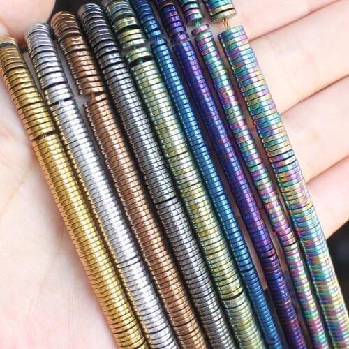 Natural Hematite plated color disc shape 1X2-6mm 15inch per strand, For DIY Necklace Bracelat Jewelry Making