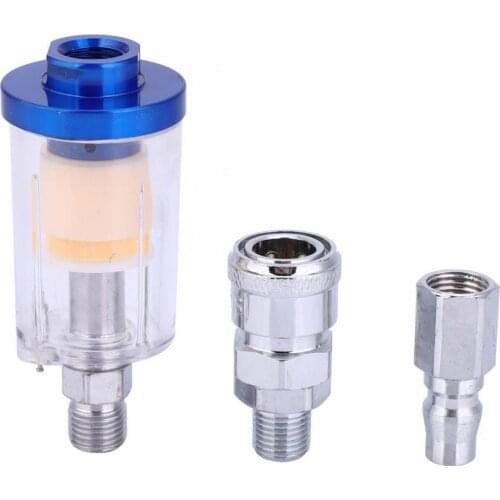 Oil Water Separator Filter with 2Pcs Quick Connector Fittings Air Compressor Spray Tool Parts Spray Gun Accessories