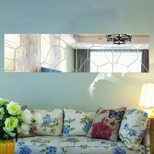 Hot sale 7Pcs Moire Mirror DIY Wall Sticker Removable Decal Art Mural Home bedroom Decor