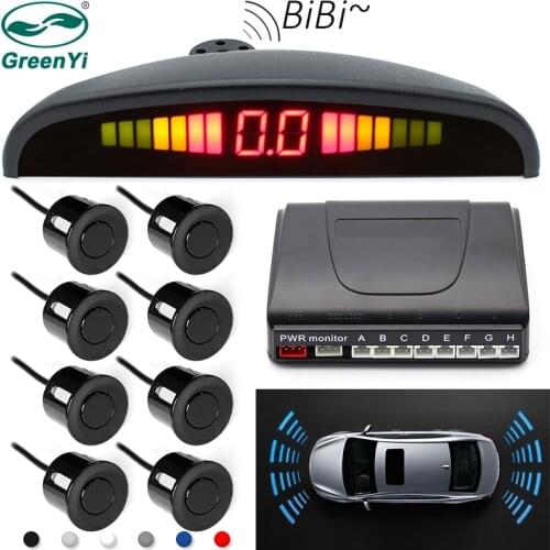 GreenYi Car Auto Parktronic LED Parking Sensor with 8 Sensors Reverse Backup Radar Monitor Detector System with LED Display