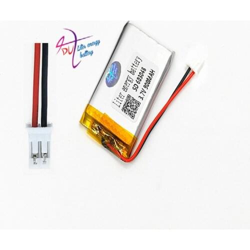 JST PH 2.0mm 2pin 3.7V 900mAh LiPo Lithium Polymer Rechargeable Battery connector 603048 For Mp3 GPS bluetooth camera speaker