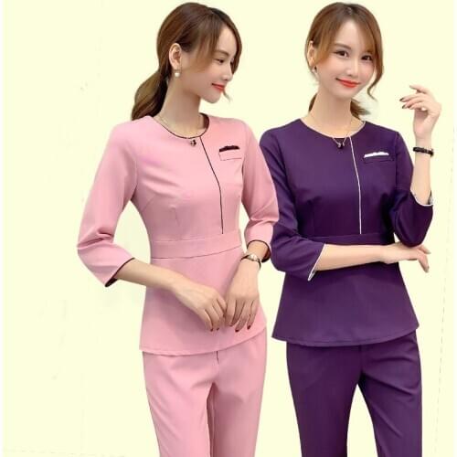 Beauty Salon Beautician Uniform Spa Health Center Work Clothes WomenS Foot Bath Sauna Massage Technician Clothing Suit AS268