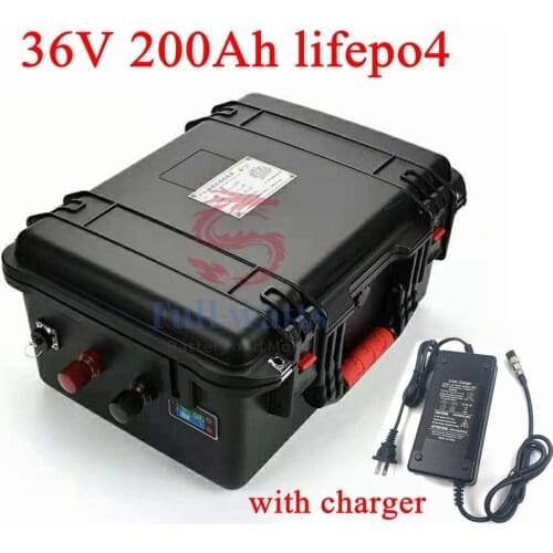 36V 200AH lifepo4 lithium chargeable battery BMS for 1500w 2500w golf cart tricycle bicycle bike scooter boat +10A Charger
