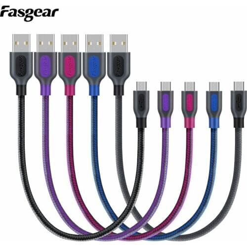 Fasgear Micro USB Cable Fast Charge USB Data Cable for Xiaomi Samsung Redmi Tablet Android Mobile Phone USB Charging Cord 5pcs