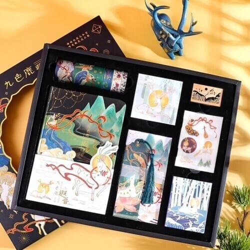 Chinese Style Kawaii Notebook Handbook Box Set with Sticker and Paper Tape Paper Sticker Gift Cute Fairy Diary A5