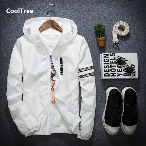 CoolTree Men Casual Jackets Spring Autumn Solid color Thin Hooded Coat Male Slim Fit Zipper Windbreaker Outerwear Brand Clothing