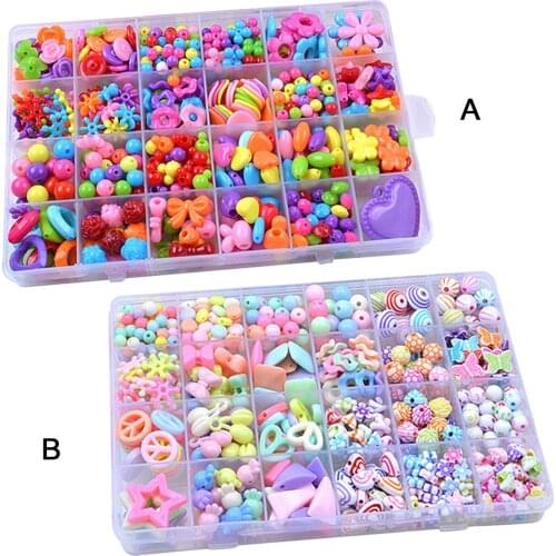 24-Grid Plastic Jewelry DIY Beads Set Kit for Kids Educational Handmade Toy Children Bracelet Necklace Hair Hoop Making Gift Toy