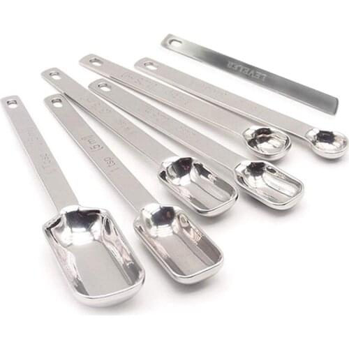 Measuring Spoons Set - 7-Piece Kitchen Measuring Spoons with Leveler - Slim Design Fits in Spice Jars - Measuring Spoon