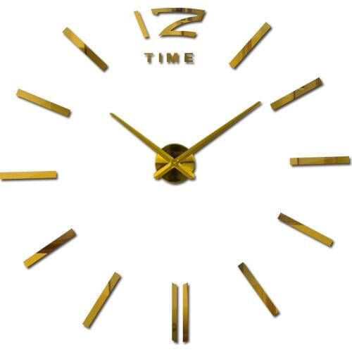 New arrival 3d home decor quartz diy wall clock clocks horloge watch living room metal fashion Acrylic mirror stickers