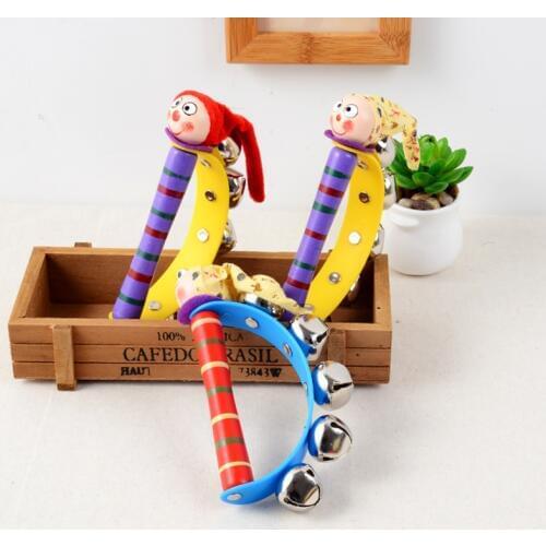 2020 New Arrival Wooden Shaking Handbell Rattle Sound Toy Musical Instrument Gift for Baby Kid Child Toys For Fun